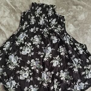 Black and White Ruched Sleeveless Sundress